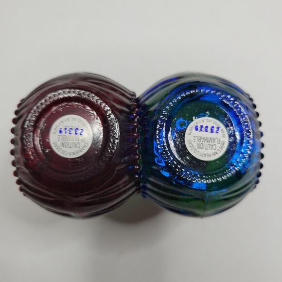 VTG Lot of 2 AVON Festive Facets Cologne Red Blue 1 fl oz Ornaments New in Box - Picture 5 of 7